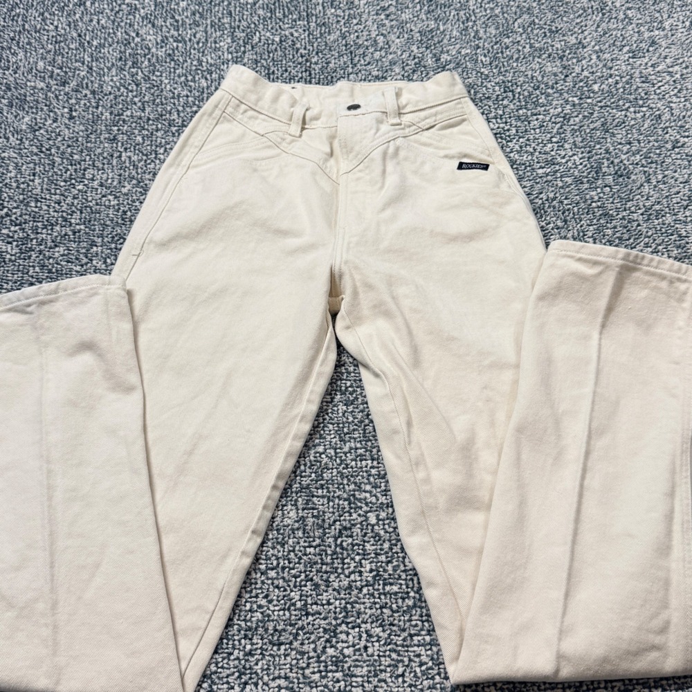 Vintage Rocky Mountain Western Jeans Off White High Waisted 27/5 Made in Mexico